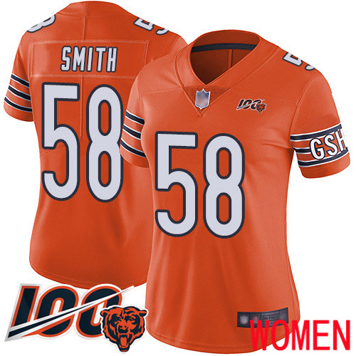 Chicago Bears Limited Orange Women Roquan Smith Alternate Jersey NFL Football #58 100th Season->youth nfl jersey->Youth Jersey